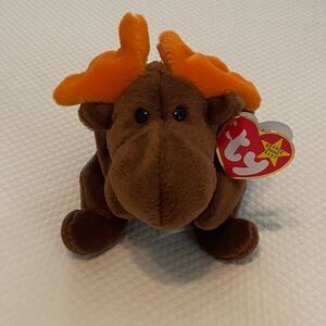 Ty Beanie Baby Brown Orange Chocolate Moose Stuffed Animal Toy with Tags